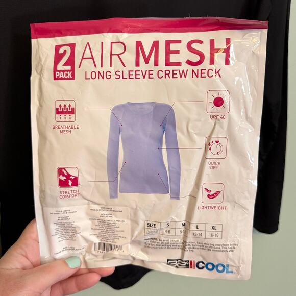 32 Degrees Womens L Black UPF 40 Air Mesh Cool Long Sleeve Active Shirt Tee 1Pc - Picture 8 of 8